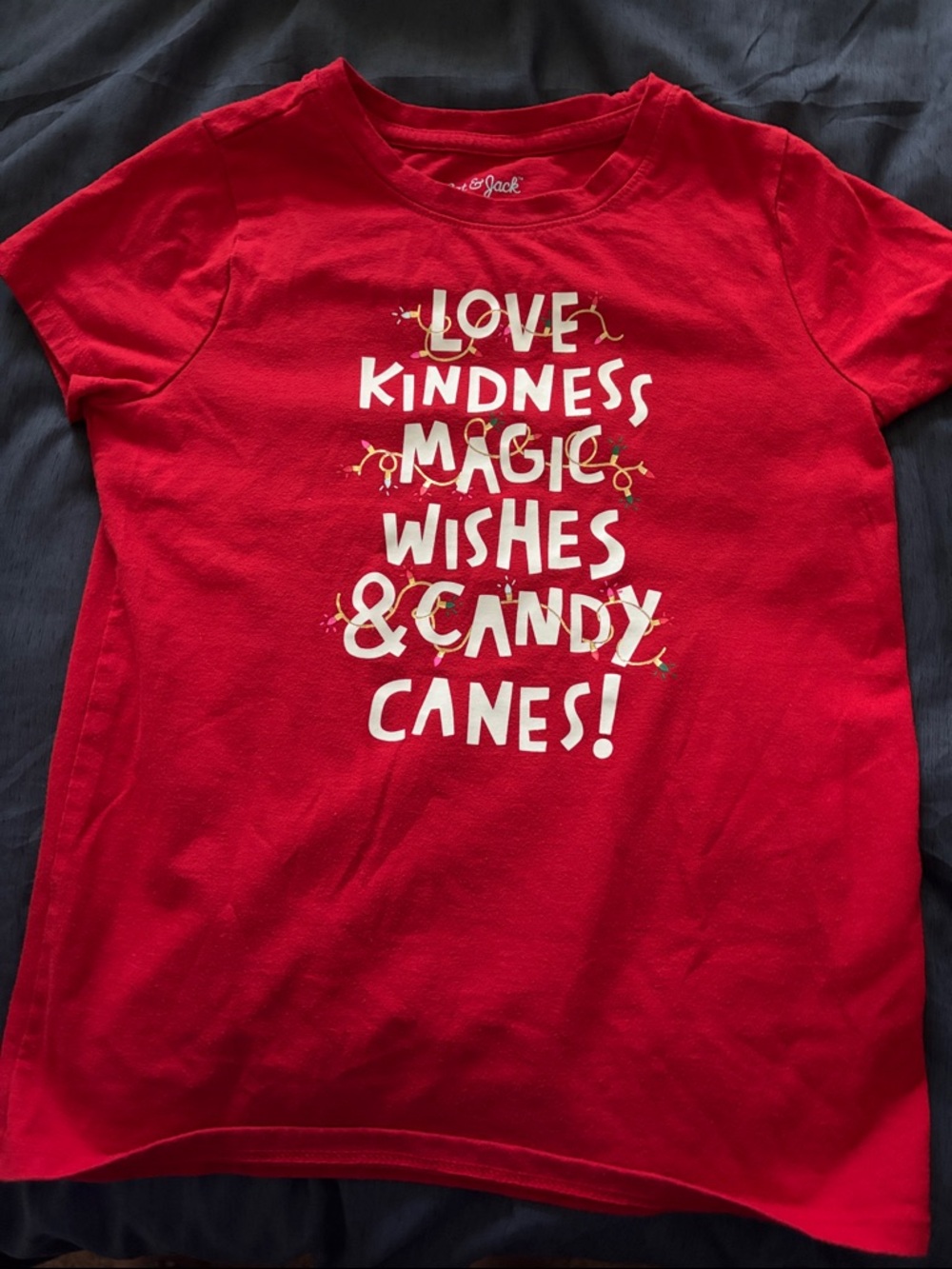 Cat & Jack Red Short Sleeve Tee with Holiday Slogan